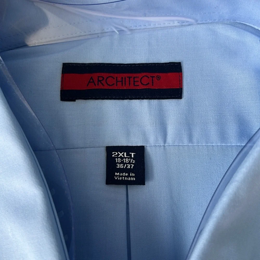 Architect‎ Men's Light Blue Men’s Dress Shirt 18-18 1/2 2XL Tall (36/37) - NWT - Picture 3 of 7